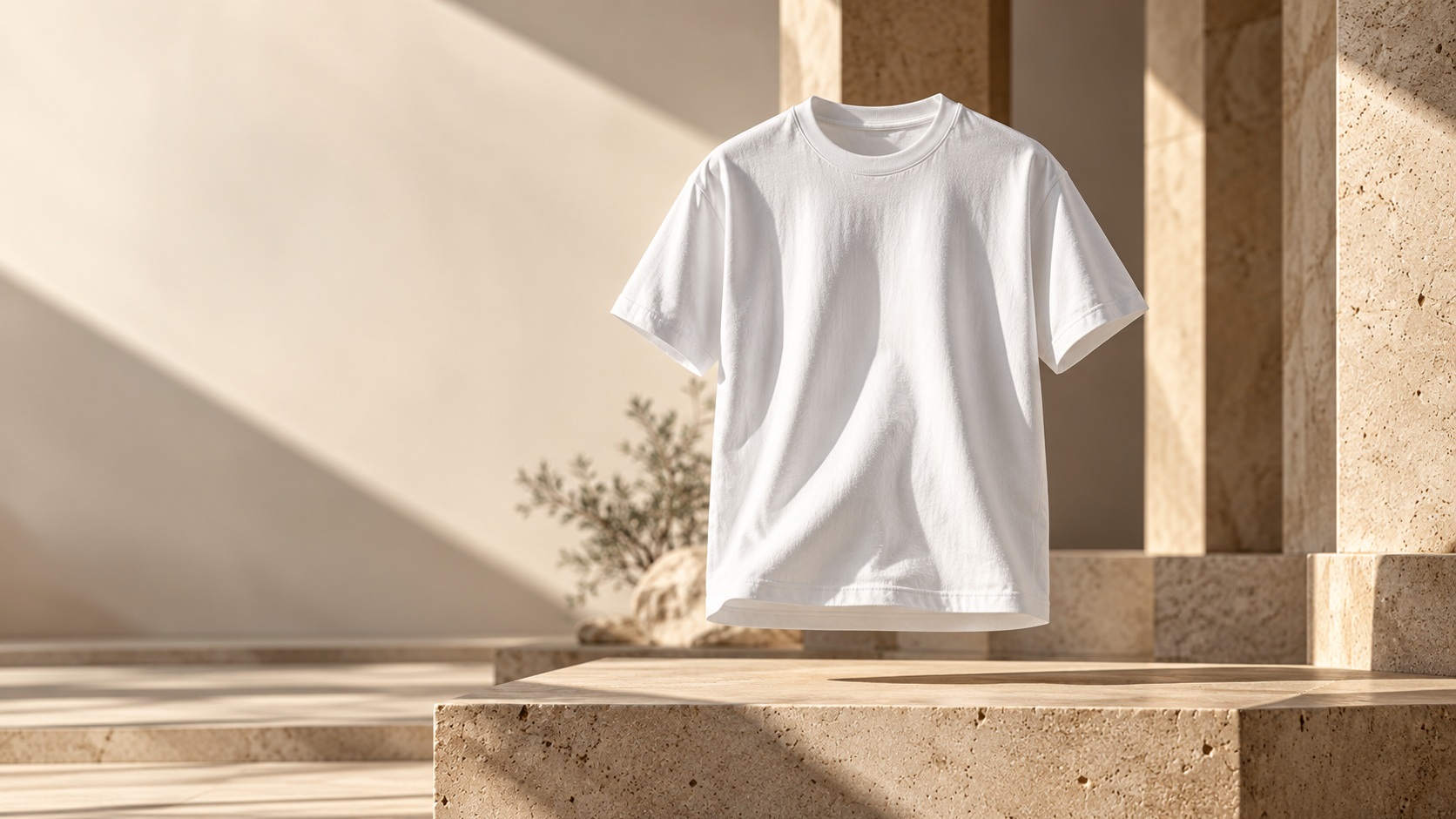 THE WHITE TEE 001 in a quiet product studio
