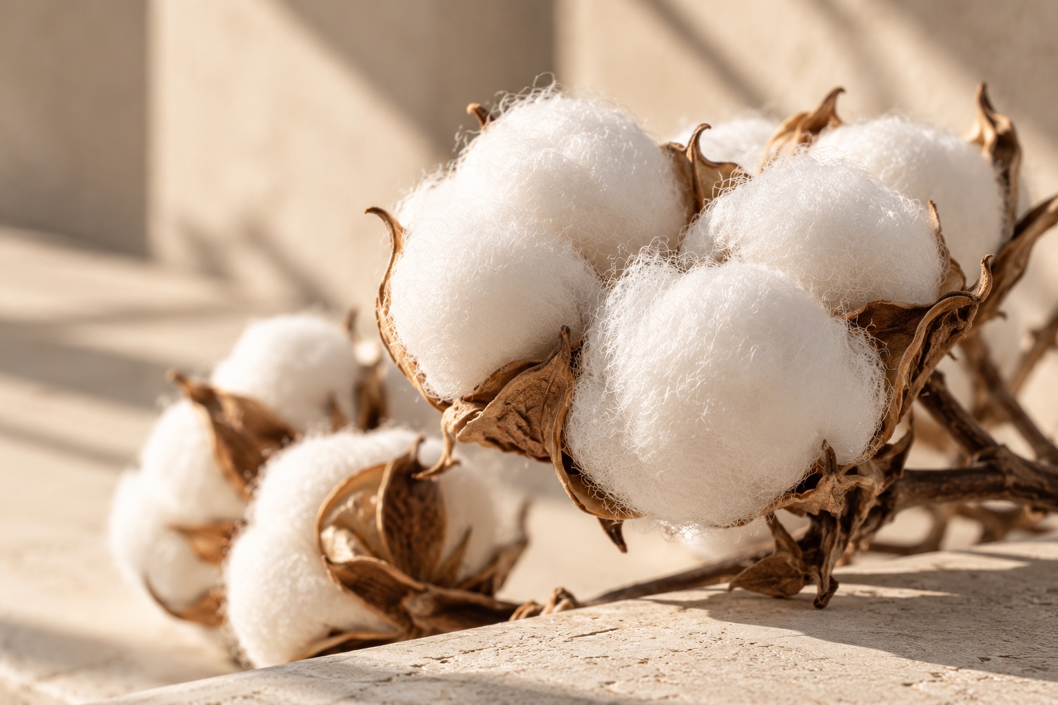 Natural white cotton bolls